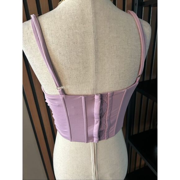 Forever 21 medium drop top with corset purple short cut off - Picture 3 of 4